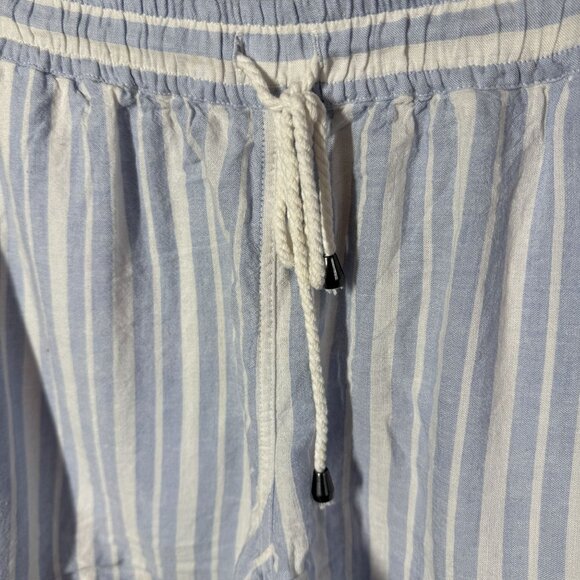 Rails Striped Paperbag Shorts Large Blue Linen Blend Flowy Lightweight Pull On - Picture 3 of 9